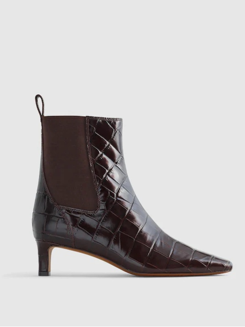 Madewell Dimes Chelsea Boots Coffee Bean Croc Embossed Leather Ankle Boots 7